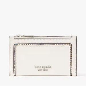 New Kate Spade Morgan Crystal Inlay Small Slim Bifold Wallet
